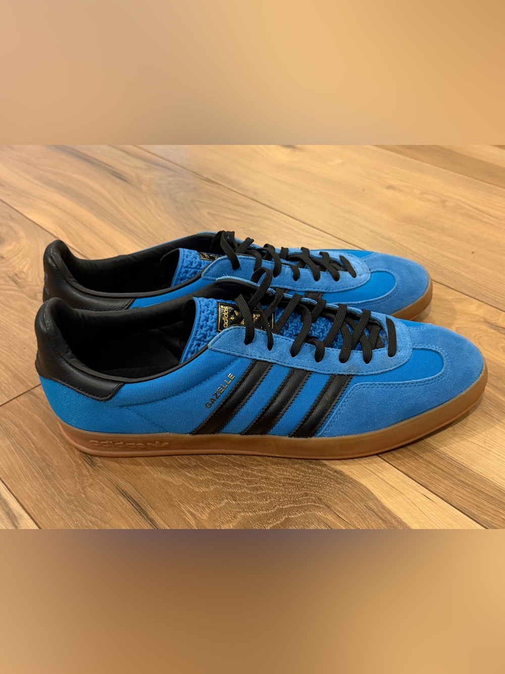 adidas Blue Suede Gazelle Sneakers with Black Stripes Men’s Size 13